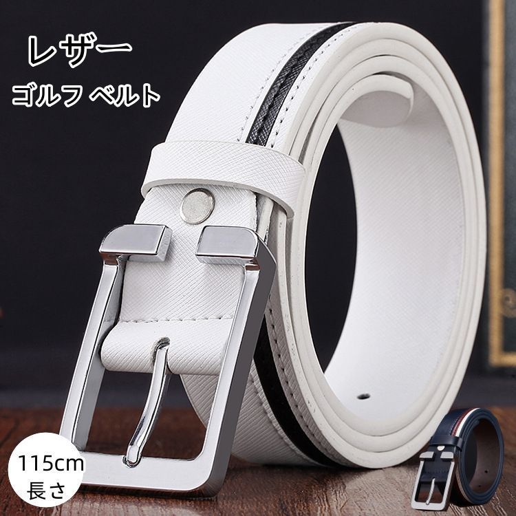 MARK&LONAゴルフ 白&黒 牛革ベルト男女兼用 MARK&LONA - Rev Marker Belt | ベルト | ブラック | ユニ