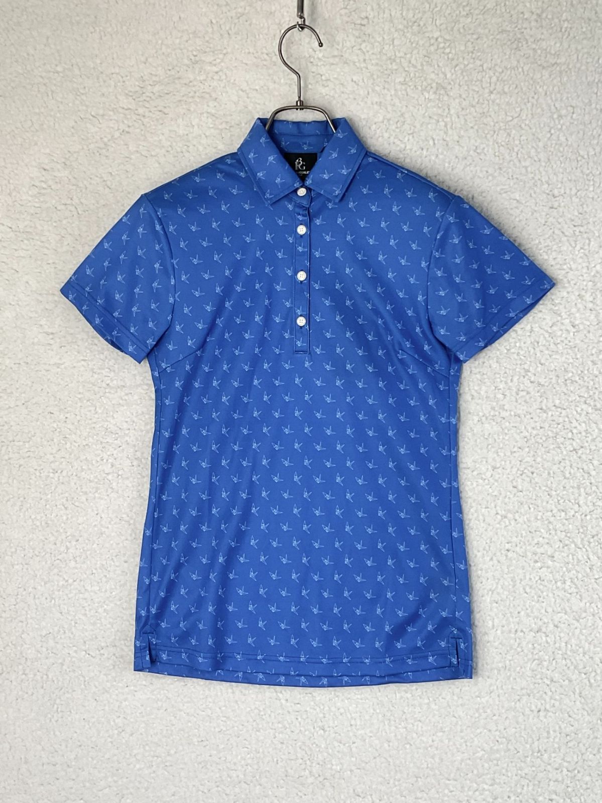サイズS【未使用】1piu1uguale3 GOLF 折鶴格子半袖ポロ LB 未使用 1PIU1UGUALE3 GOLF 1 ブルー 折鶴格子半袖ポロシャツ