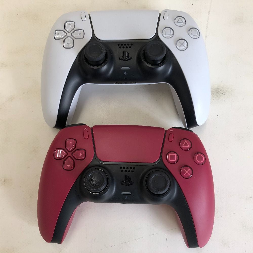 02w14517 PS5 DualSense ワイヤレスコントローラー 2点セット レッド|ホワイト プレイステーション5 動作 済み
