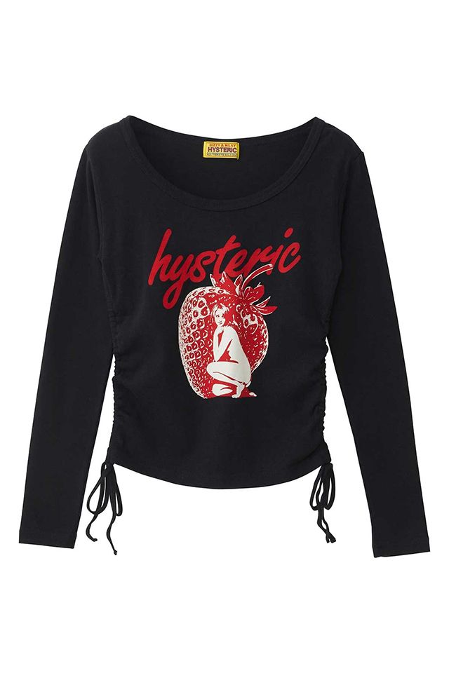 HYSTERIC GLAMOUR ヒステリックグラマー 01253CL08 MIDNIGHT BERRY チビTシャツ BLACK 正規通販 レディース