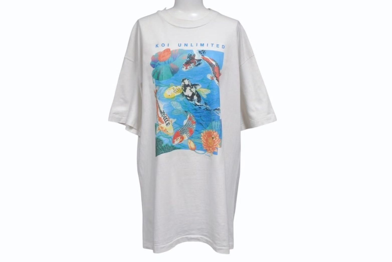 VINTAGE ヴィンテージ KOI UNLIMITED 鯉 半袖Tシャツ トップス コットン ホワイト マルチ サイズL 4b001526