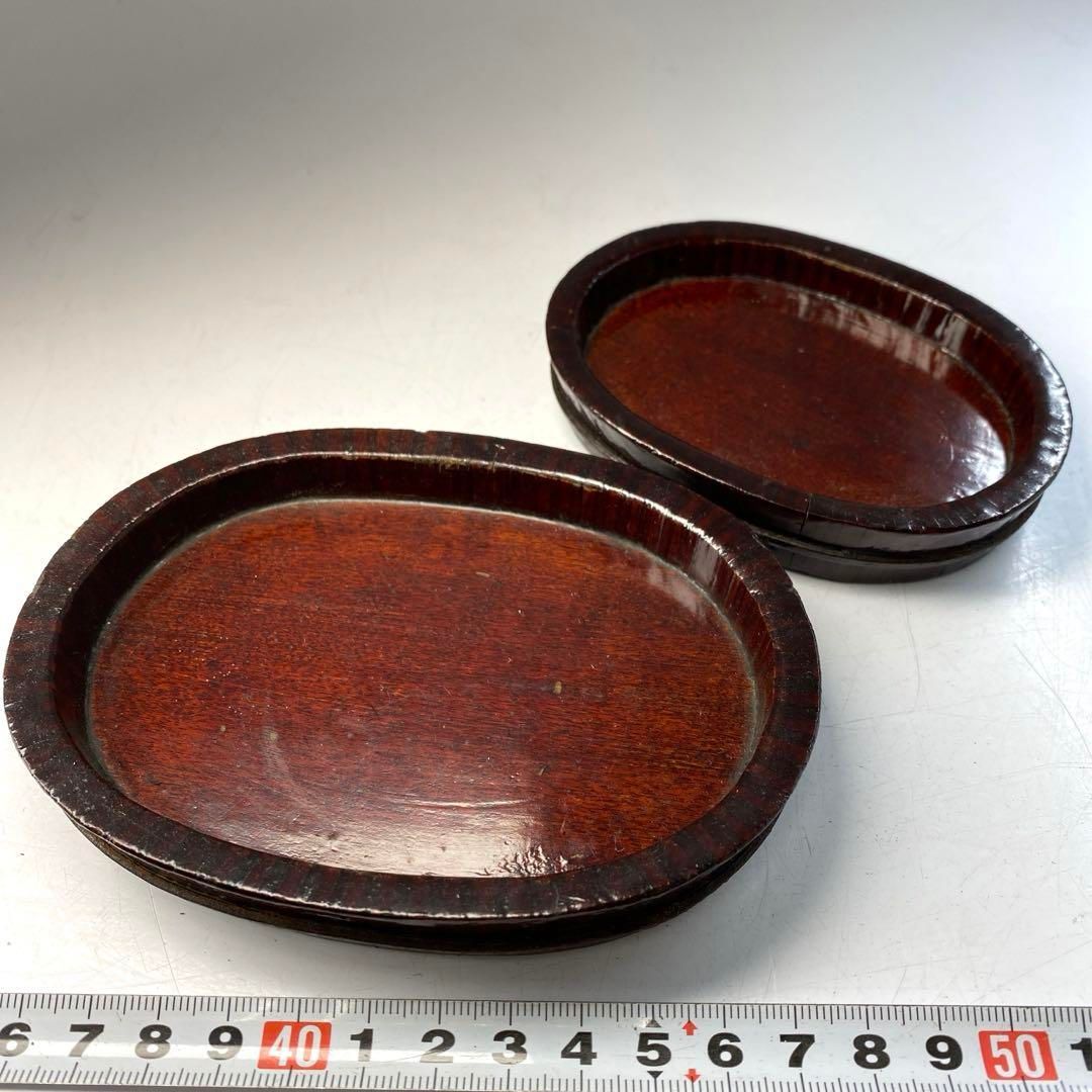 唐木小盆2点 横幅約12.8|10.6㎝ 東Y6-0412