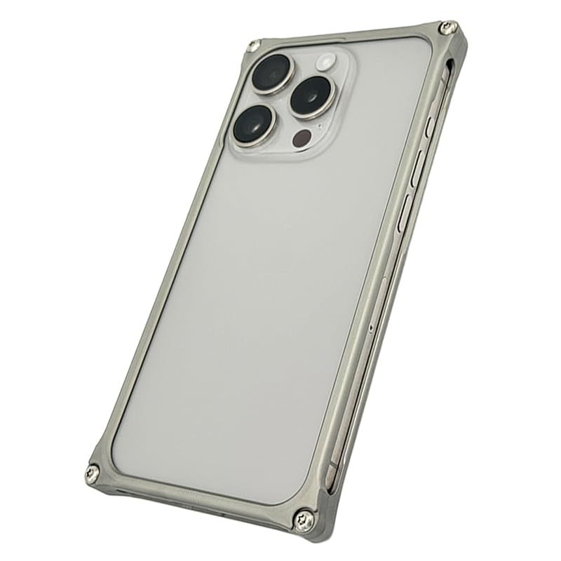 ソリッドバンパー for iPhone 15 Pro シルバー ジェラルミン 削り出し