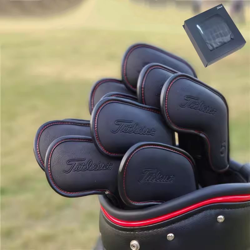 Titleist ゴルフ クラブ カバー アイアンセット ゴルフヘッド 保護カバー 黒 10点セット