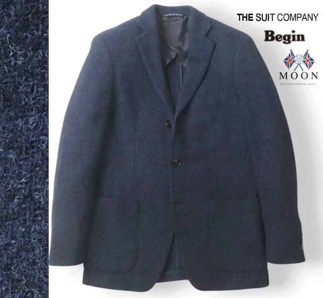 THE SUIT COMPANY ザスーツカンパニー MOON ムーン社 英国産 ヨークシャーツイード 3つボタン ブレザー ジャケット 紺 ネイビー M