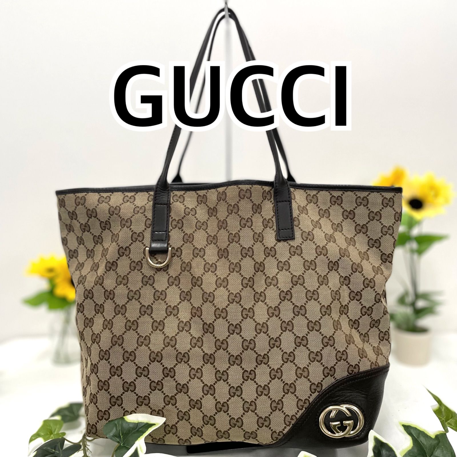 GUCCI GGキャンバス ニューブリット トートバッグ ブラウン 169945