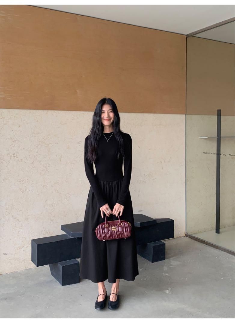 上品ニットロングドレスワンピース