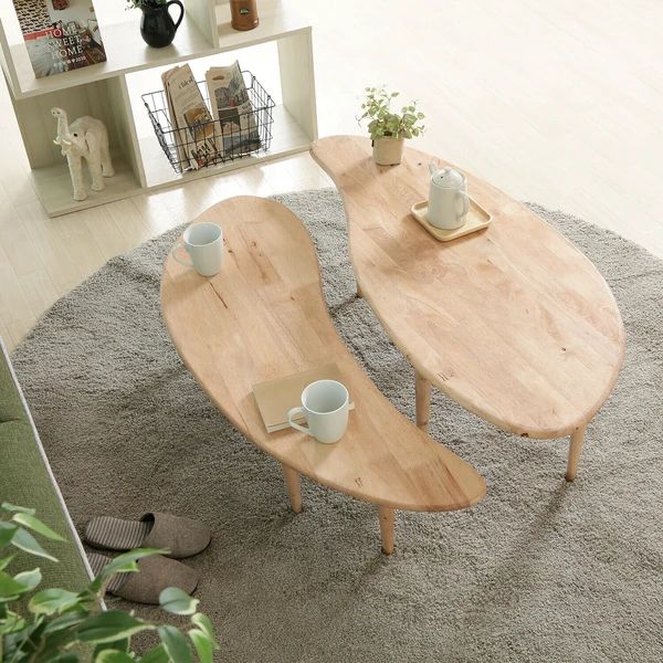 【送料無料】2個セット 天然木 センターテーブル 木目調 おしゃれ