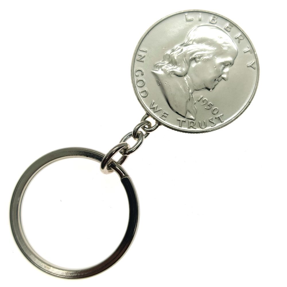 ヴィンテージコイン 1950年 リバティベル 銀貨 キーホルダー キーリング 誕生日プ レゼント 米国50セント コイン 【お買い得価格になりました】  - メルカリ