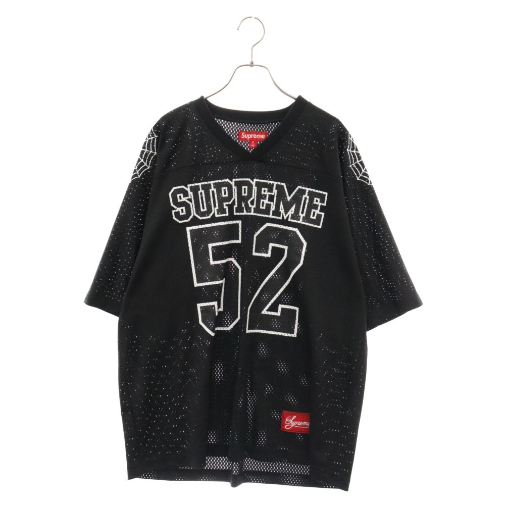 SUPREME (シュプリーム) 24SS Spiderweb Football Jersey スパイダーウェブ フットボール ジャージ  メッシュ半袖Tシャツ ブラック - メルカリ