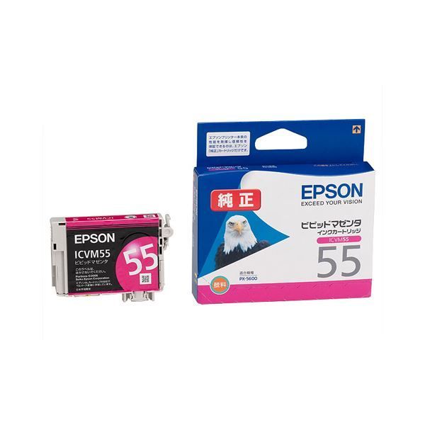 (まとめ) エプソン EPSON インクカートリッジ ビビッドマゼンタ ICVM55 1個  