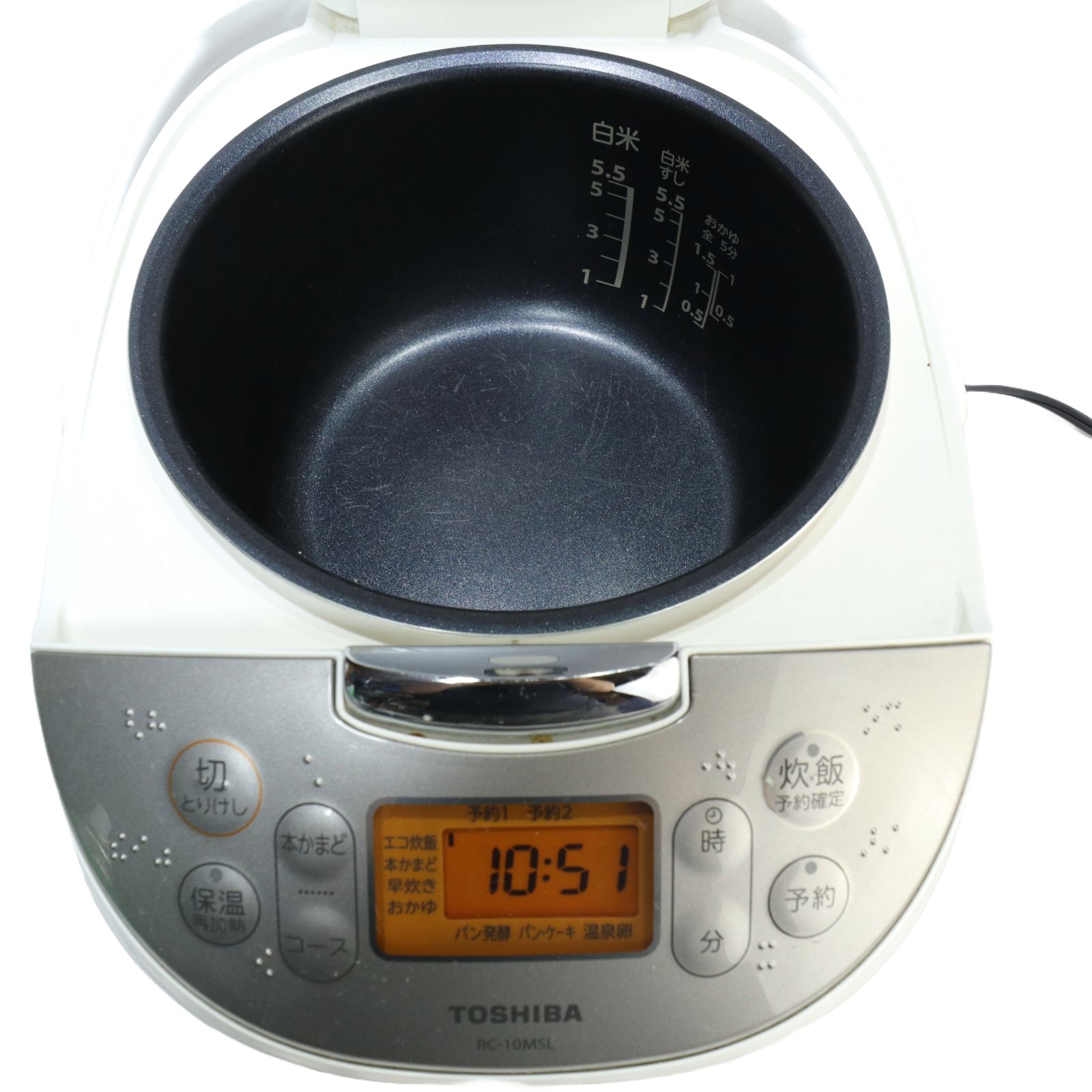 中古】TOSHIBA東芝 ジャー炊飯器 RC-10MSL（ホワイト） 5.5合
