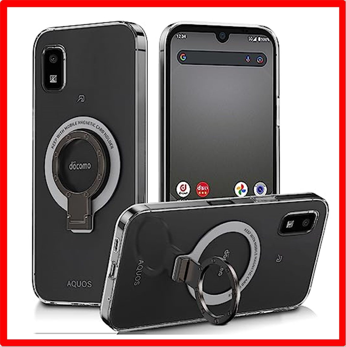 得価，セール 【セール中】 Aquos Wish3_clear Aquos Wish3 ケース SH-53D A302SH MagSafe対応 透明 リング付き アクオス ウ その他