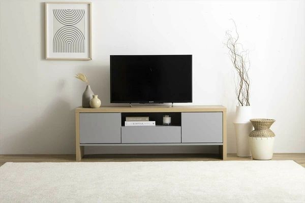 幅130cm 木目×グレー