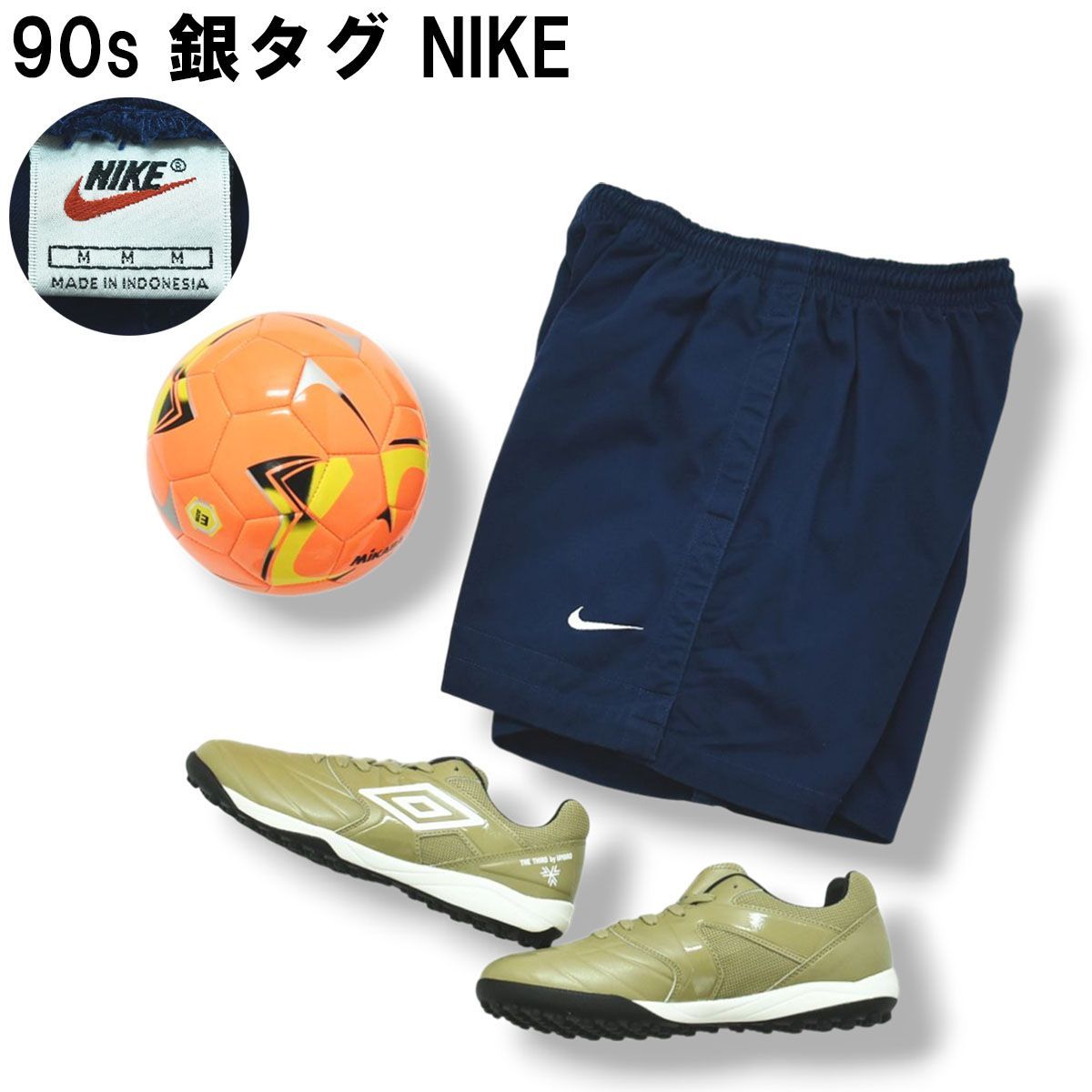 90s 銀タグ ヴィンテージ ナイキ NIKE スウッシュ ロゴ コットン ショーツ ショート パンツ M ネイビー スポーツ カジュアル メンズ