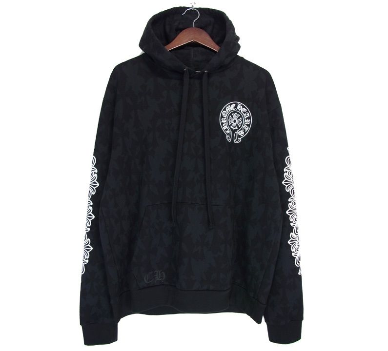 クロムハーツ CHROME HEARTS 【 Graveyard Cemetery Cross Sweat Hoodie 】 グレイブヤード セメタリー クロス スウェット プルオーバーパーカー 総柄 フーディー w21976