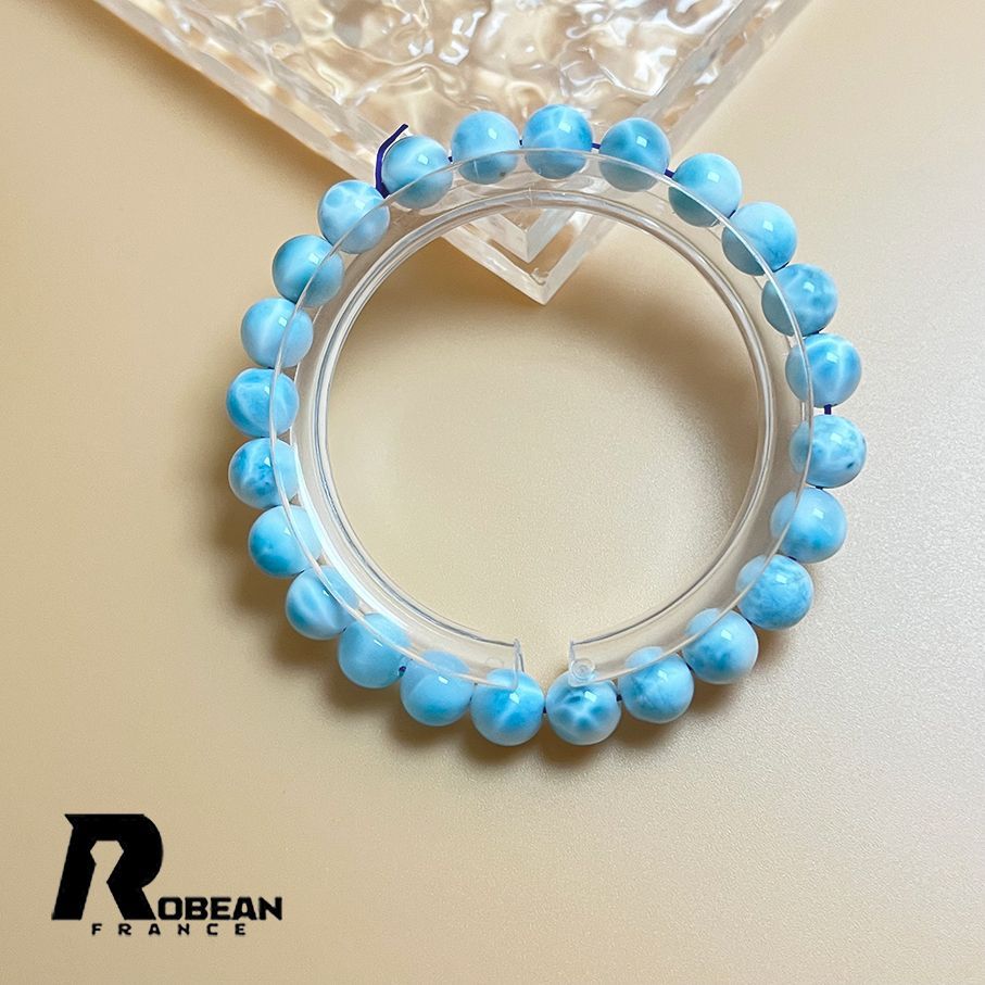 上品 EU製 定価18万円 ROBEAN ドミニカ共和国産のラリマー ペクトライト パワーストーン ブレスレット 天然石 開運 金運 プレゼント2 約7.9mm K1009117