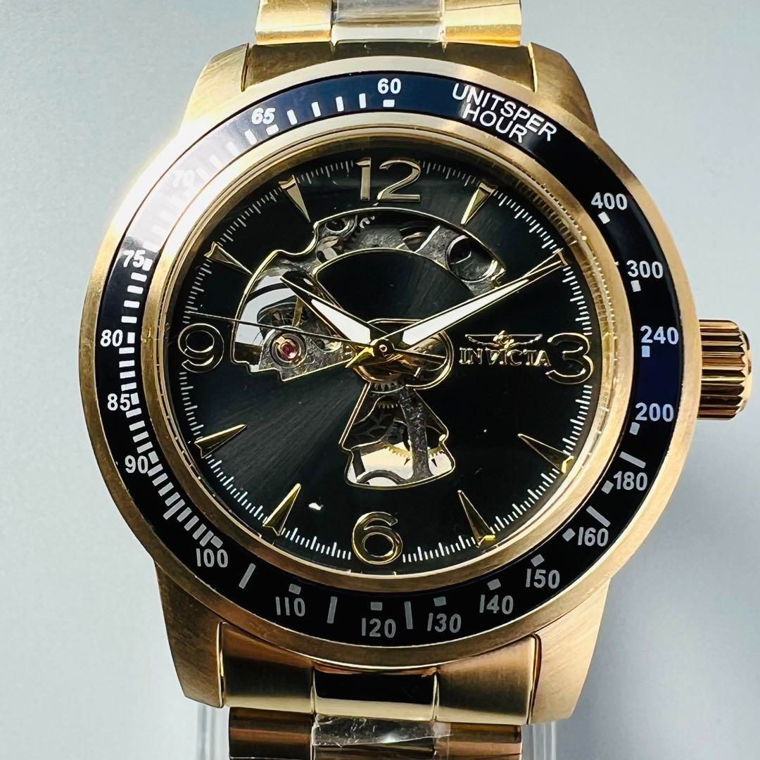 専用インビクタ 腕時計 自動巻き グリーン メンズ ケース 新品 スケルトン 黒