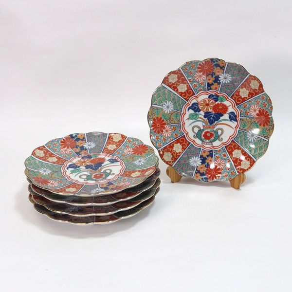 有田焼陶扇菊割皿5枚セット Amazon.co.jp: 有田焼 陶扇 中鉢5点セット 5枚 菊割皿 錦絵 赤絵