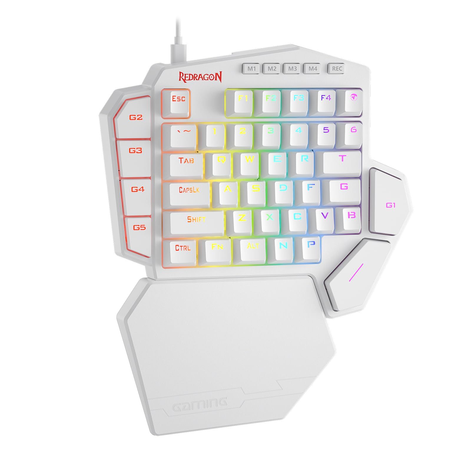 Redragon K585 DITI 片手RGBメカニカルゲーミングキーボード 42キー Type-C プロフェッショナルゲーミングキーパッド アップグレードされたホットスワップ ソケット付き 7つのオンボードマクロキ ホワイト Red Switch