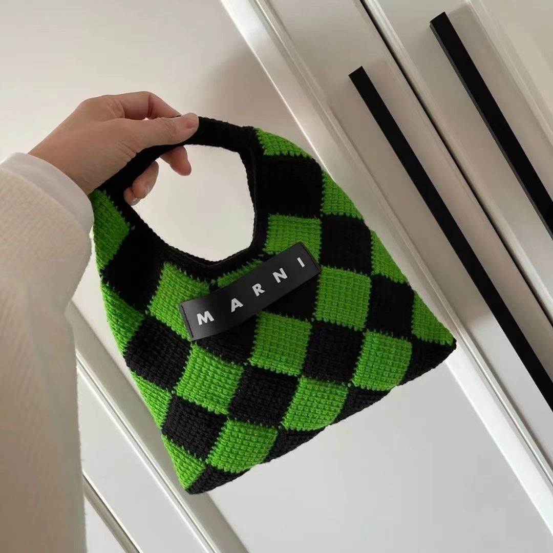 新品 MARNI マルニマーケット テックウール スモール ハンドバッグ   エメラルド