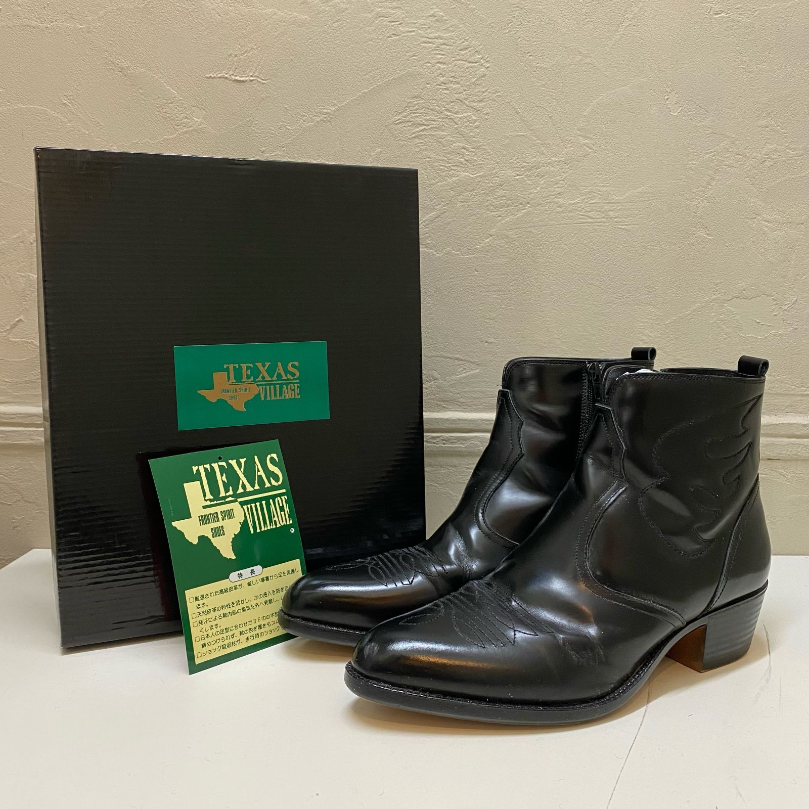 TEXAS VILLAGE テキサスヴィレッジ ウエスタンブーツ SIZE28 ブラック 