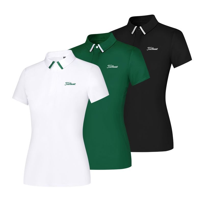 新品Titleist ゴルフトップス レディース Tシャツ POLO 半袖 夏 S-XXLサイズ ゴルフウェア 白/黒/緑 3色選択可能