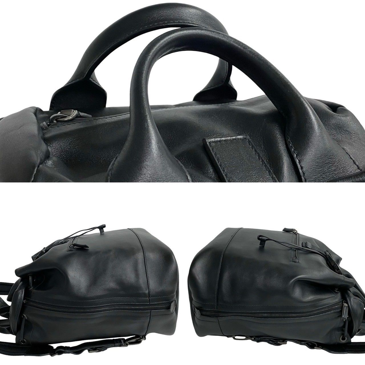 【極希少】PRADA プラダ ビジネス バッグ 2way 三角ロゴ レザー 黒 PRADA 極 美品 希少品 プラダ 三角ロゴ 金具 サフィアーノ