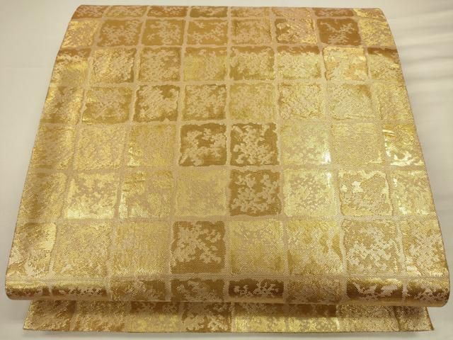 平和屋着物◎佐賀錦 六通柄袋帯 石畳文 金糸 正絹 逸品