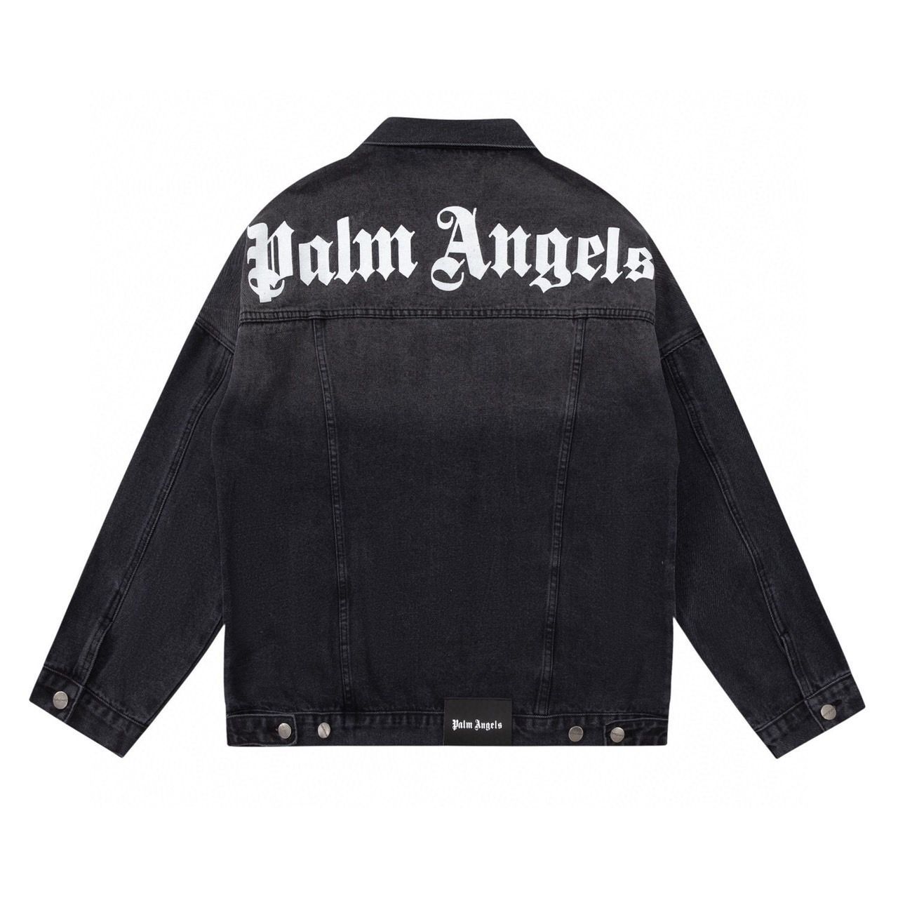 新品未使用タグ☆PALM ANGELS パーム エンジェルス BACK LOGO デニム ジャケット BLACK 黒 PAINT LOGO DENIM JACKET サイズ M