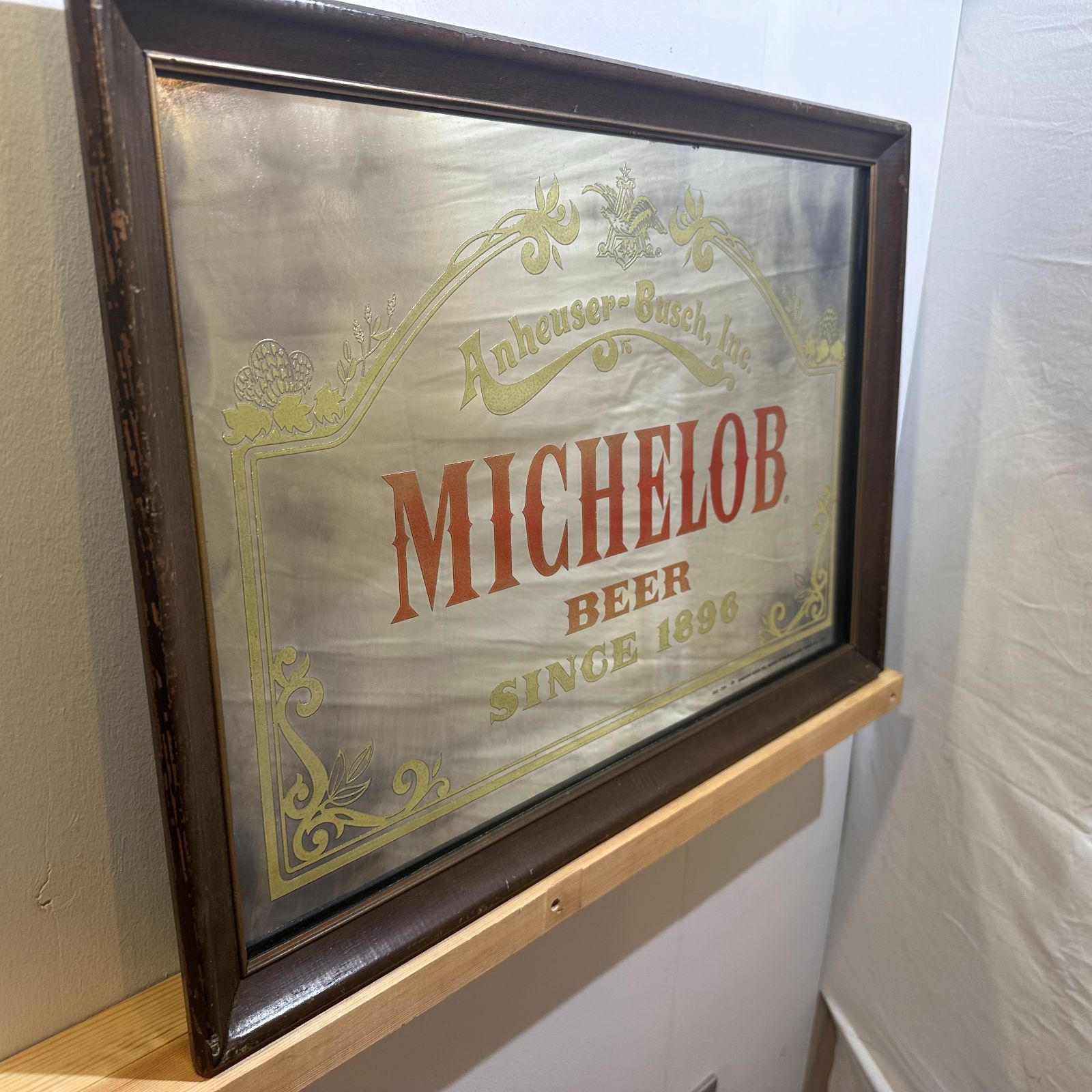 アメリカアンティークMICHELOB BEERパブミラー鏡USAヴィンテージ