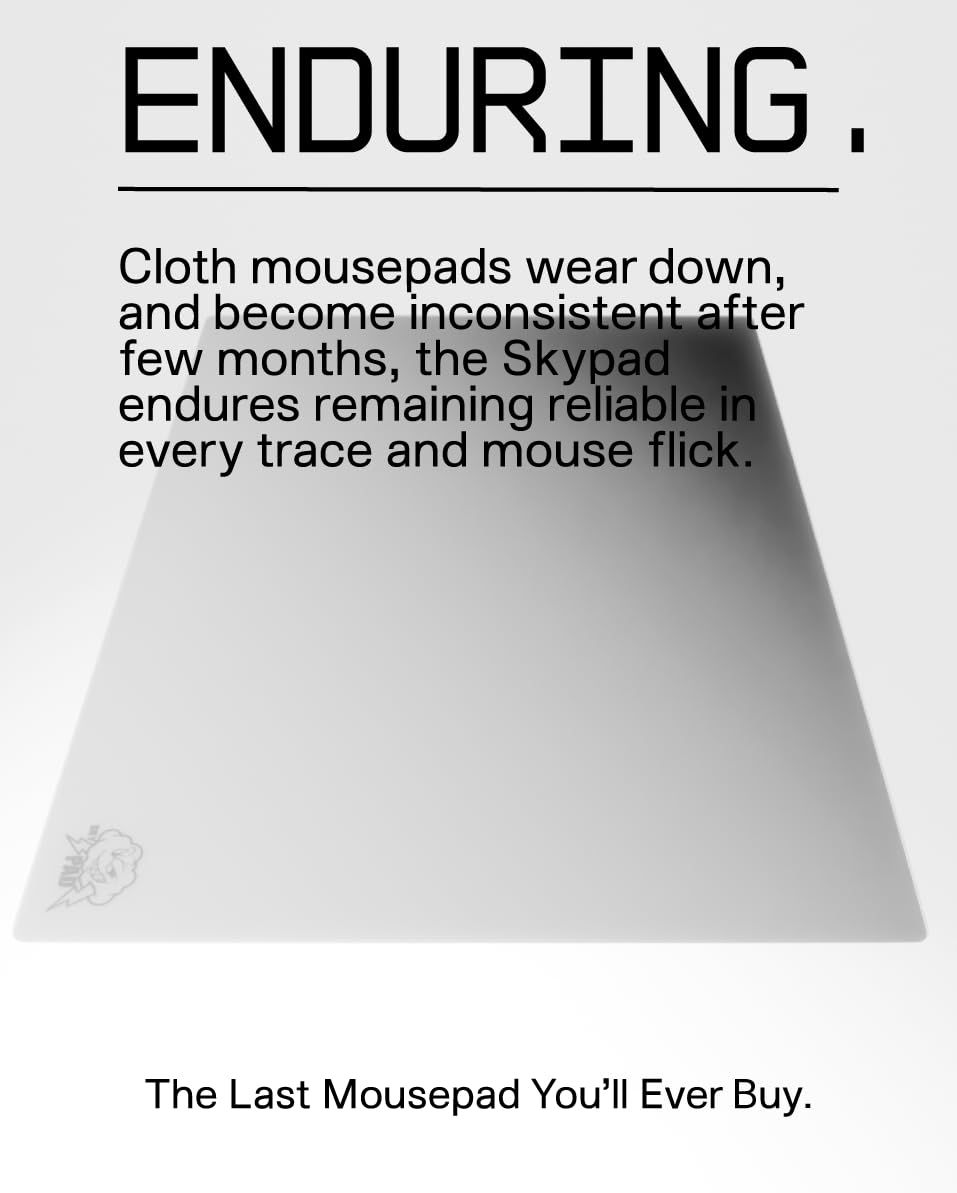 SkyPAD Glass 3.0 XL ゲーミング マウスパッド クラウド ロゴ付き プロフェッショナル大型マウスマット 400 x 500 mm ホワイト 精度と速度が向上した特殊なガラス表面 ホワイト CHRISTIANNAURATH_COM_BR