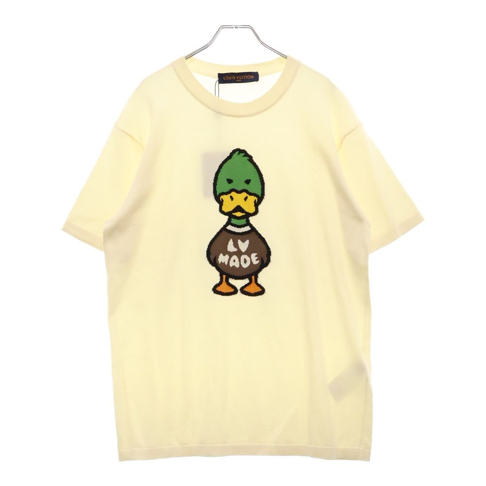 LOUIS VUITTON ルイヴィトン 22SS ×NIGO Intarsia Jacquard Duck ×ニゴー インタルシアジャカードダック半袖ニットTシャツ ホワイト RM221M F96 HMN04W