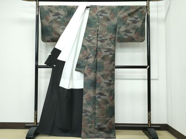 平和屋着物 上 本場大島紬 9マルキ 風景文 さが美扱い CZAA3631s5