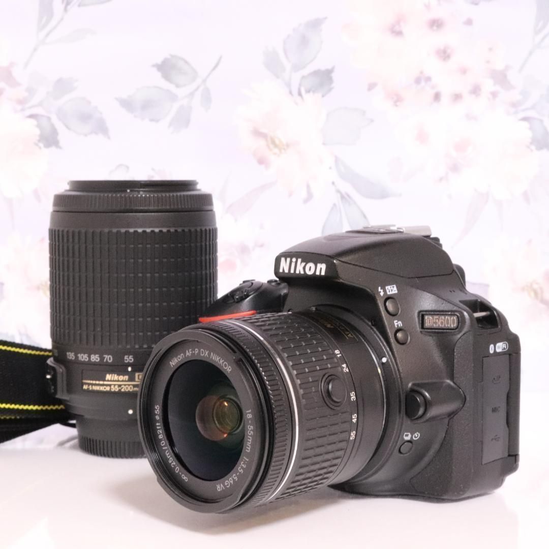 Nikon デジタル一眼レフカメラ D5600 ダブルズームキット ブラック 高性能-高画質の 一眼レフ Wi-Fi機能搭載で写真のスマホ転送もOK 25020805