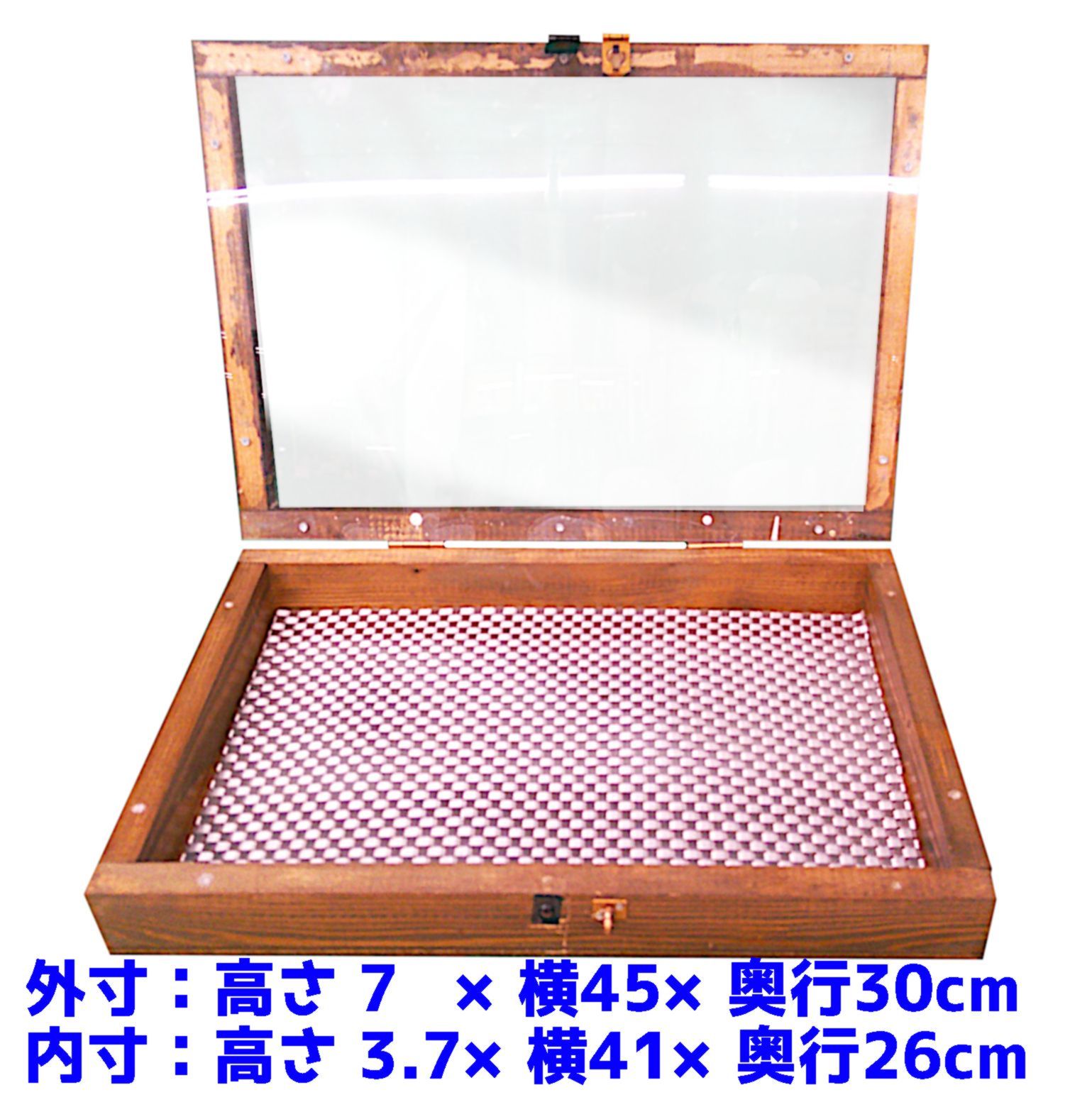 中古】什器 木製ガラス展示ケース ヴィンテージ（約H7×W45