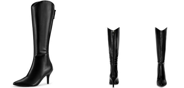 Allegra K レディース ポインテッドトゥ スティレットヒール ニーハイ 