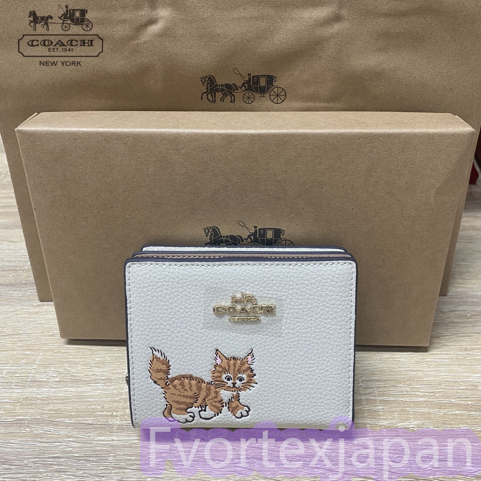 COACH コーチ スナップウオレット CC472 レザー ホワイト 猫 ネコ キャット ブランド財布 コンパクト - メルカリ