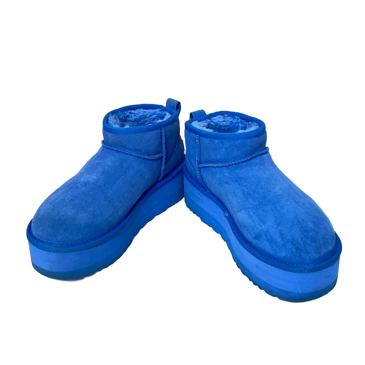 UGG アグ ショートブーツ 24 レディース クラシック ウルトラ ミニ プラットフォーム 1135092 ブルー ムートン