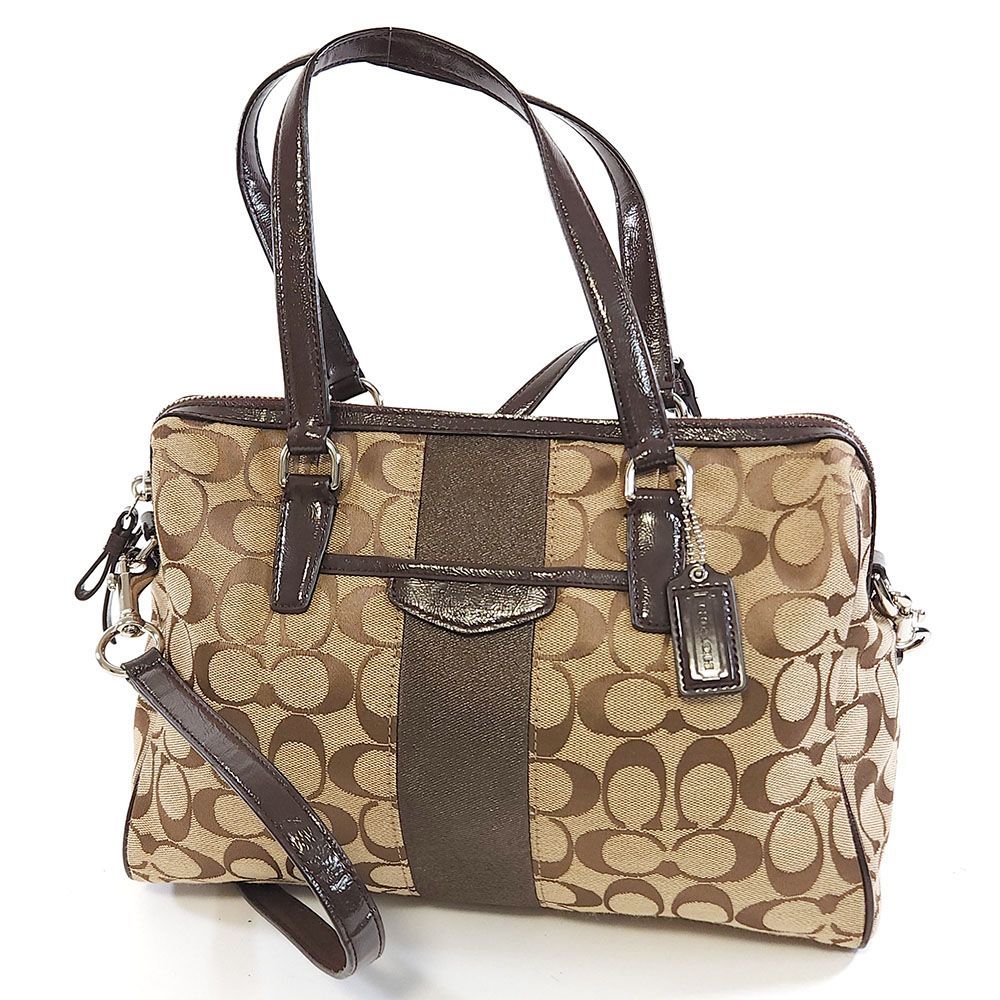 コーチ シグネチャー ストライプ ボストンバッ2WAY 10392 キャンバス