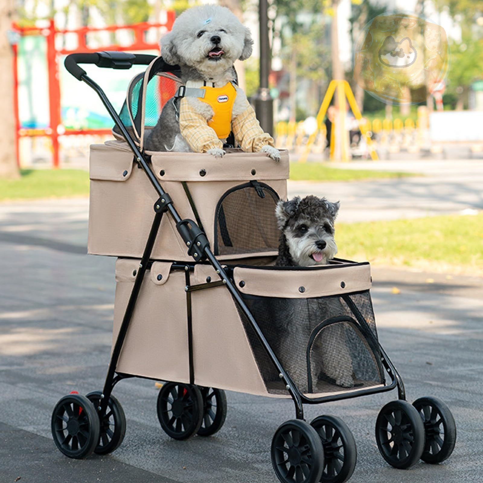 ペットカート 小型犬 折り畳み犬用カート ペットキャリーカート ペットバギーミニ 4輪タイプ 猫用ベビーカー 前輪360°回転 後輪ブレーキ付 飛び出し防止 軽量 roomnhome EASY ペットカート フォールディング プチ 折りたたみ