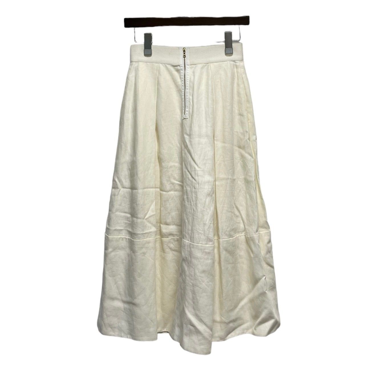 ドゥロワー コットン × リネン タックパンツ クロップド サイド/BLM8