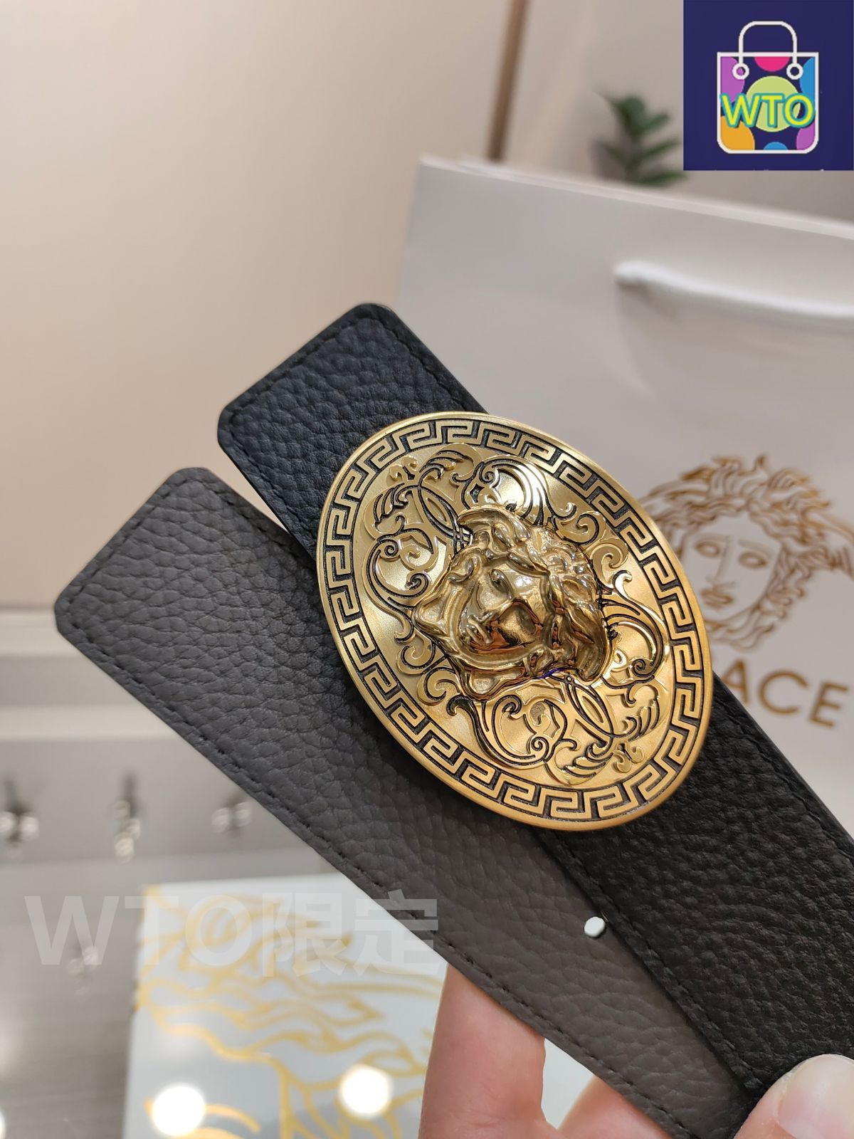 VERSACE ヴェルサーチ メデューサ レザー ベルト スタッズ メンズ
