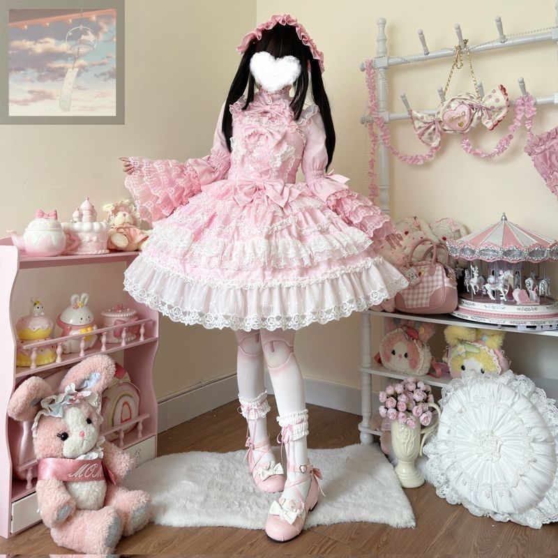 Lolita洋装 甘ロリスタイル jsk吊りスカート 可愛い姫系デザイン ３色 ドレスです☆愛恋序曲Lolita洋装 甘ロリスタイル jsk吊り