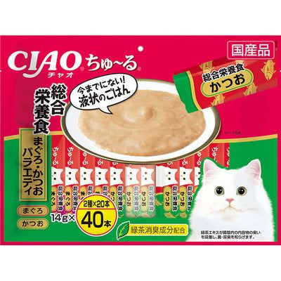 いなば CIAO ちゅーる 総合栄養食 まぐろ かつおバラエティ 14g×40本入り 1ケース8袋