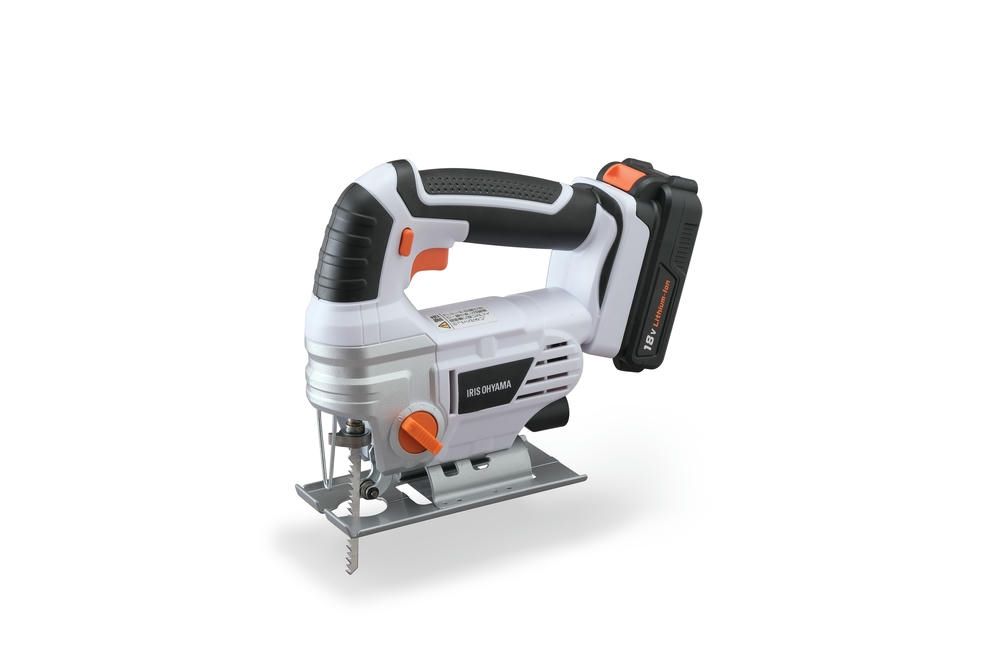 アイリスオーヤマ 共通バッテリーシリーズ コードレス ジグソー 電動のこぎり 18V バッテリー 充電器付 ブレード付属 スピード変速機能 LEDライト付き ホワイト IRIS OHYAMA JJS181