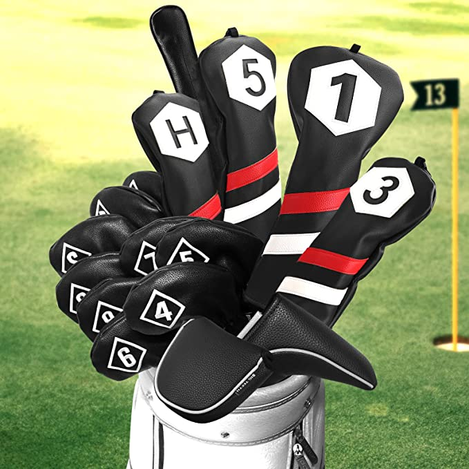 ゴルフ ヘッドカバー アイアンカバー 番号 10枚セット ゴルフ用品 ブラック 通販
