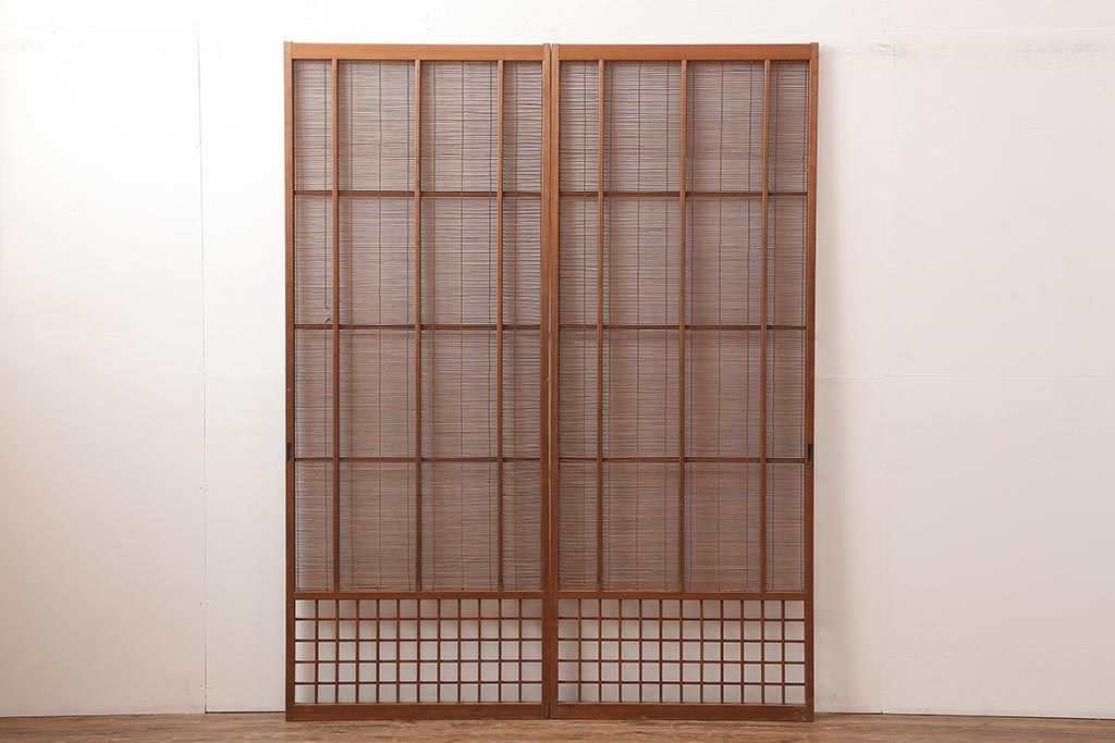 ▽現状販売▽ 御簾戸2枚セット レトロ建具 昭和中期 簾戸 簀戸 ▽現状販売▽ 御簾戸2枚セット レトロ建具 昭和中期 簾戸 簀戸