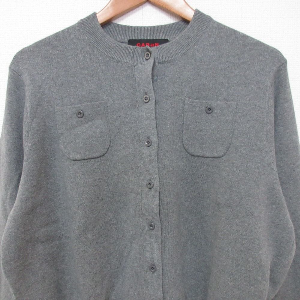 CABaN コットンカシミヤ クルー ネックカーディガン チャコールグレー S