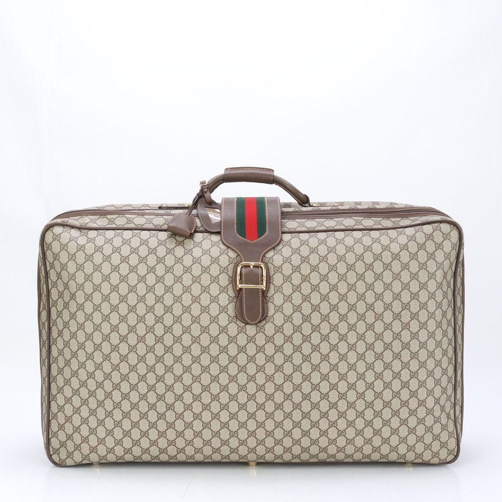 美品 グッチ シェリー ライン GG スプリーム トラベルキャリー 21.19 レザー ボストン バッグ 出張 旅行 A4 メンズ MKE BJ16-9【中古】